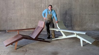 Joep van Lieshout with his Liberty Lounger chair for Moooi