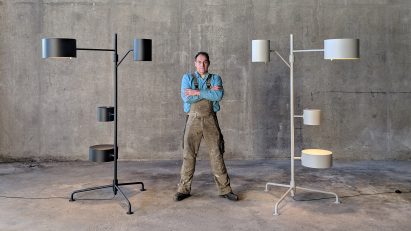 Joep van Lieshout with his Statistocrat lamp for Moooi