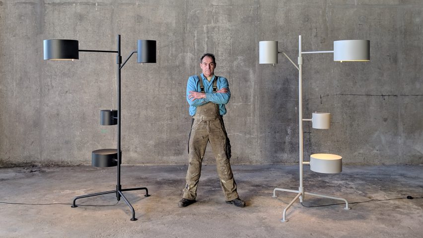 Joep van Lieshout with his Statistocrat lamp for Moooi