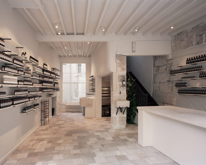 Interiors of Aesop store in Bath, England designed by JamesPlumb
