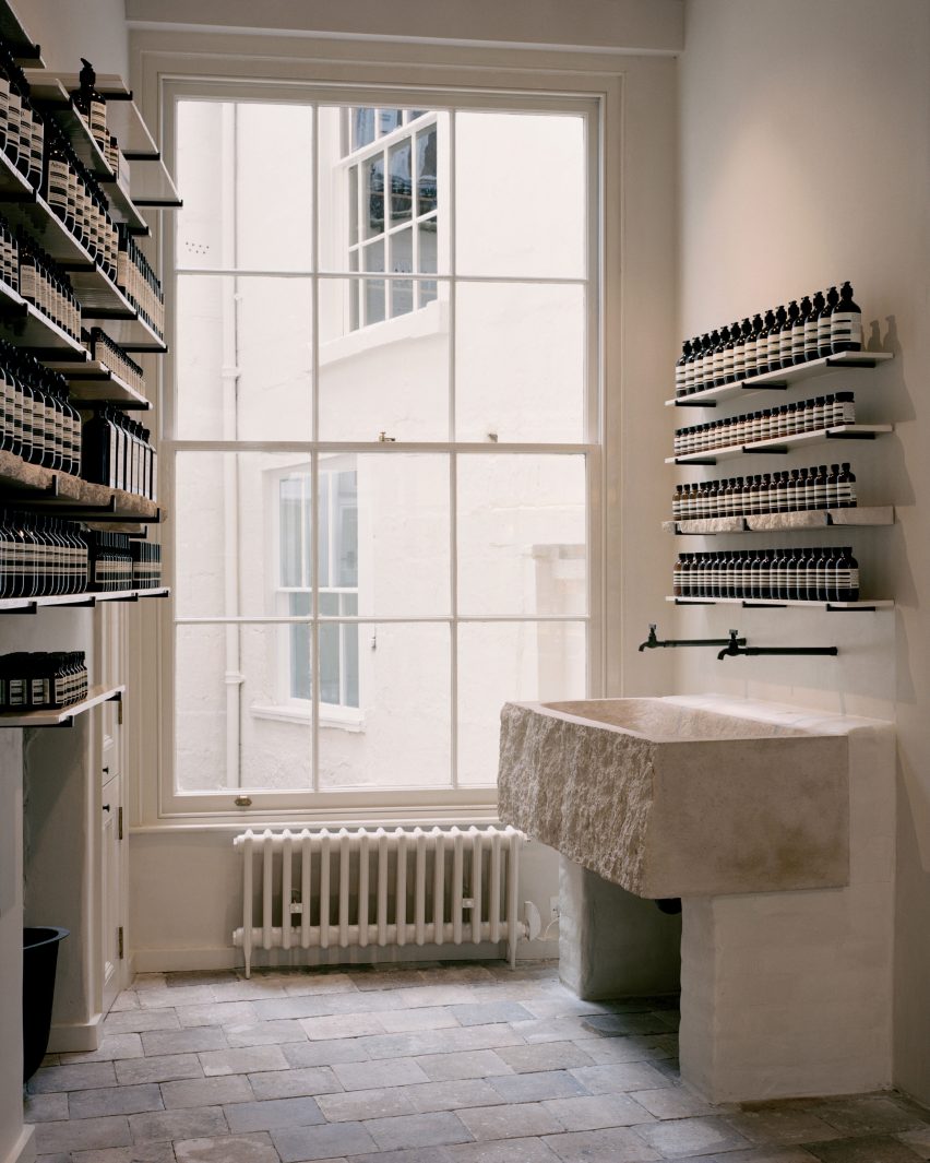Interiors of Aesop store in Bath, England designed by JamesPlumb
