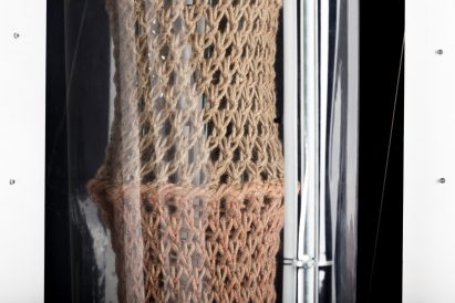 Bastian Beyer develops textile tectonics by calcifying knitted structures