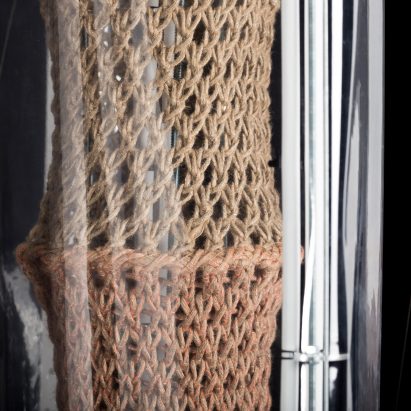 Bastian Beyer develops textile tectonics by calcifying knitted structures