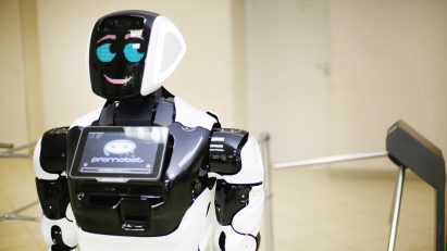 Promobot robot run over by Tesla