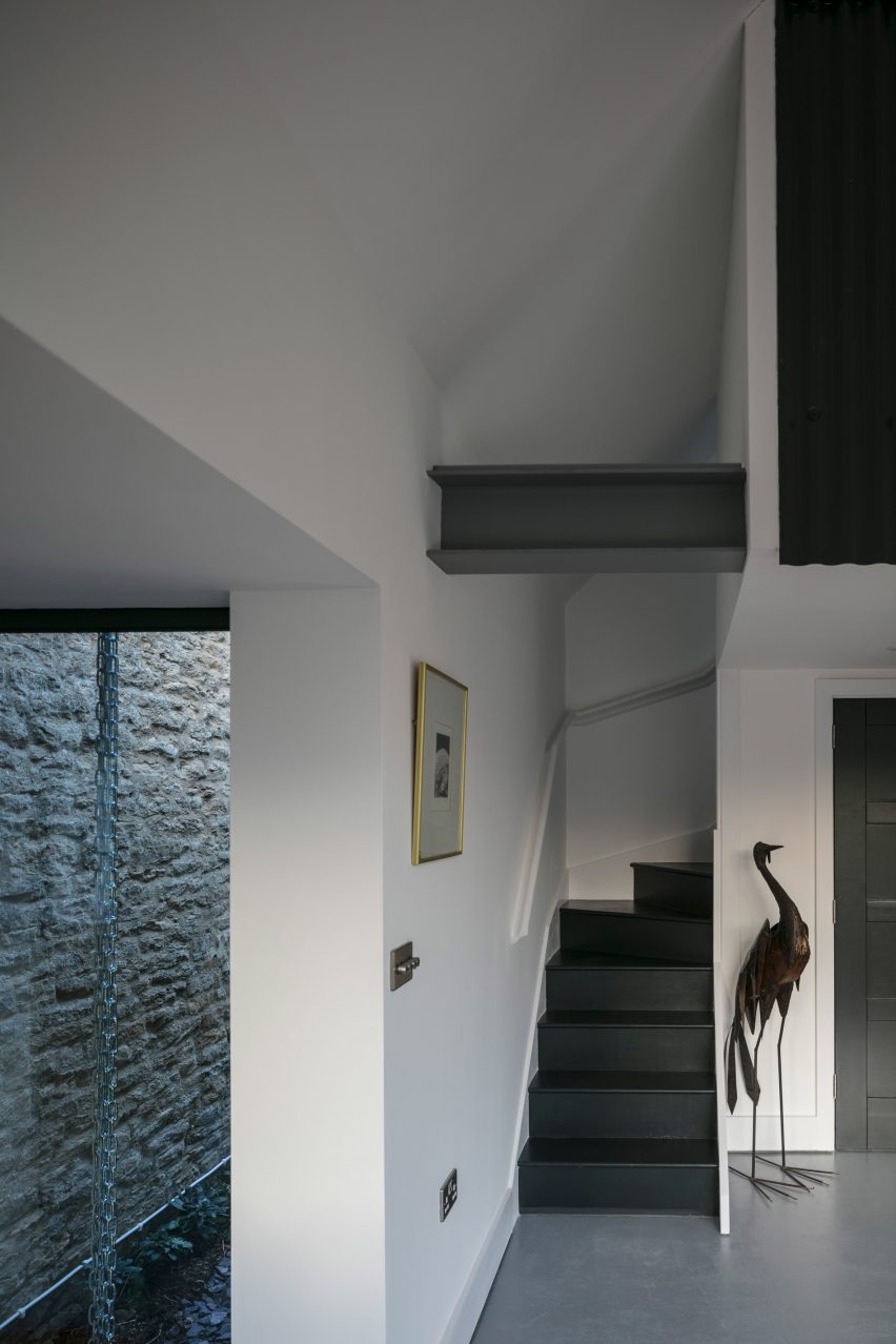 Interiors of Eastabrook Architects's corrugated metal house extension