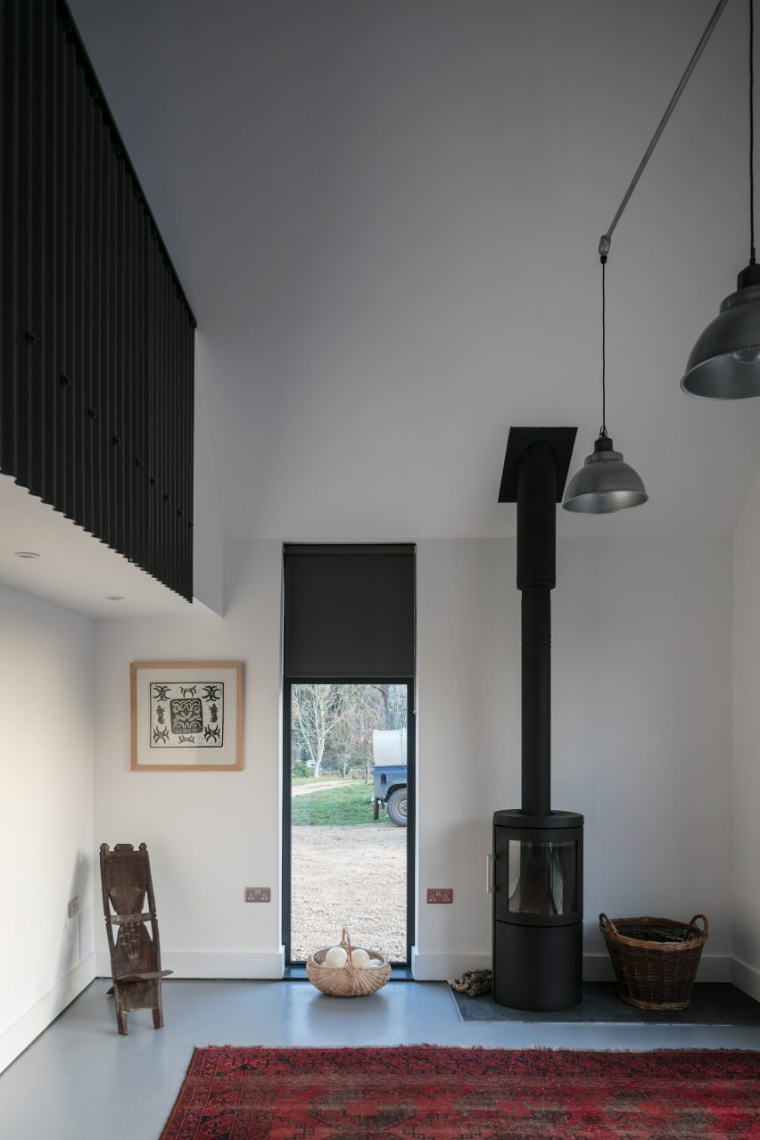 Interiors of Eastabrook Architects's corrugated metal house extension