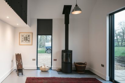 Interiors of Eastabrook Architects's corrugated metal house extension
