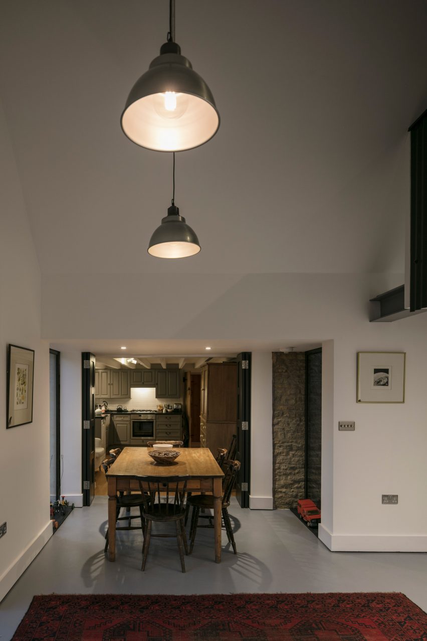 Interiors of Eastabrook Architects's corrugated metal house extension