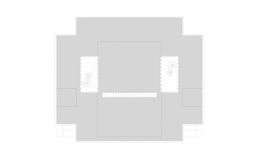 Second floor plan of Cube Education and Self-Study Centre at Tilburg University in The Netherlands by KAAN Architecten