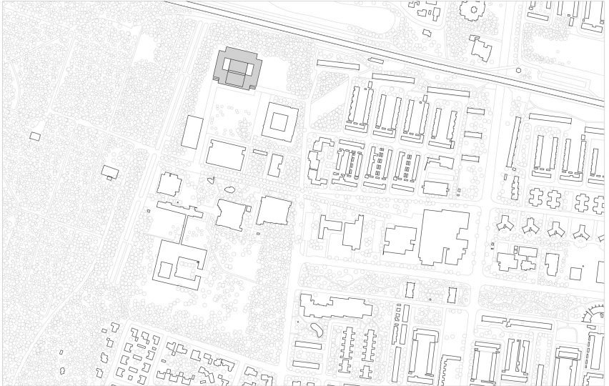 Site plan of Cube Education and Self-Study Centre at Tilburg University in The Netherlands by KAAN Architecten
