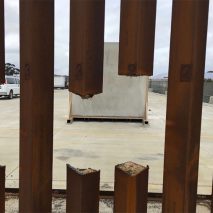 Steel-slat Mexican border prototype sliced by saw