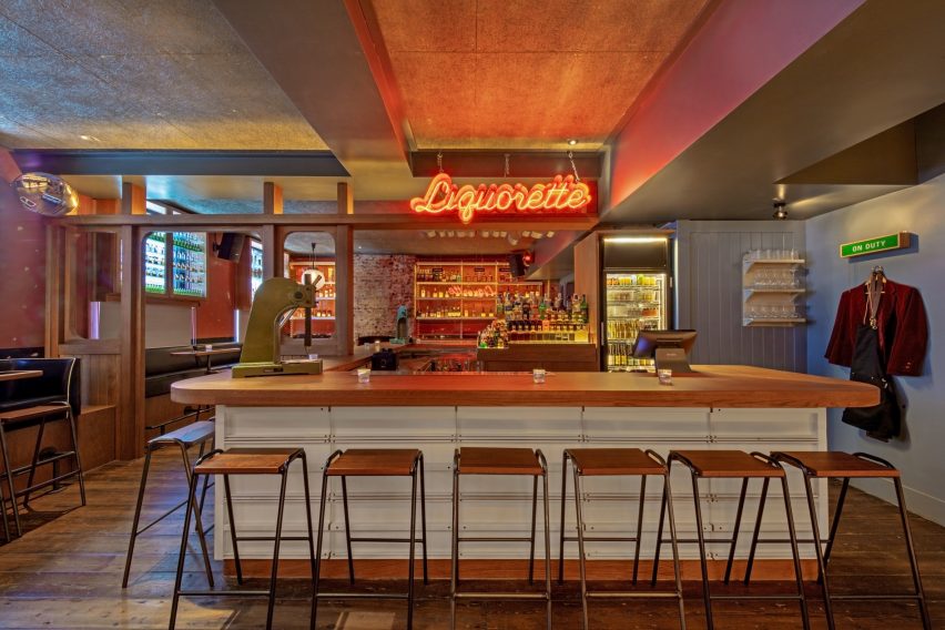 Interiors of Genuine Liquorette London, designed by AvroKO