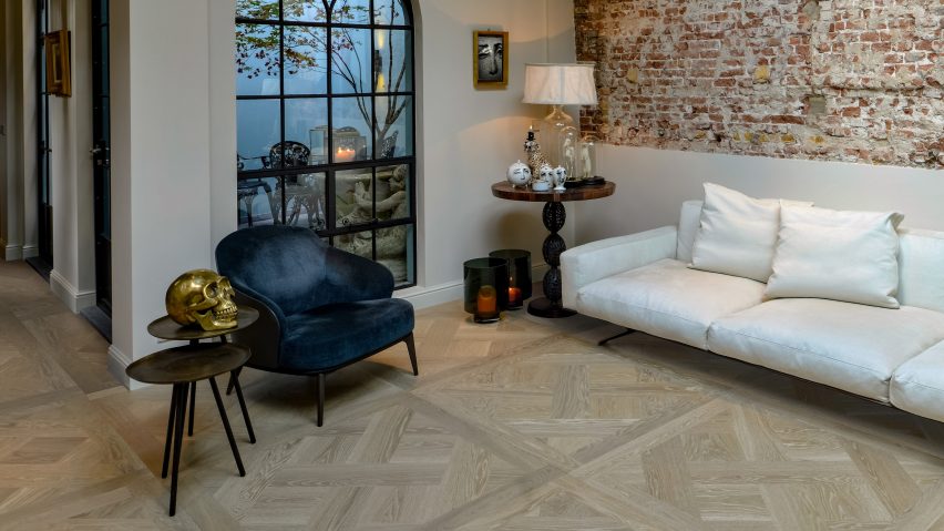 Hakwood’s wooden tiles can be arranged to form patterned floors