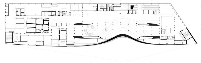 Middle floor plan of Oodi Helsinki Central Library by ALA Architects