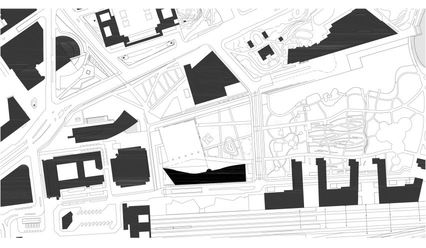 Site plan of Oodi Helsinki Central Library by ALA Architects
