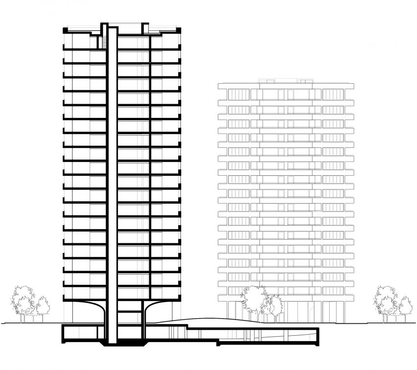 Section of Hoxton Press by David Chipperfield Architects