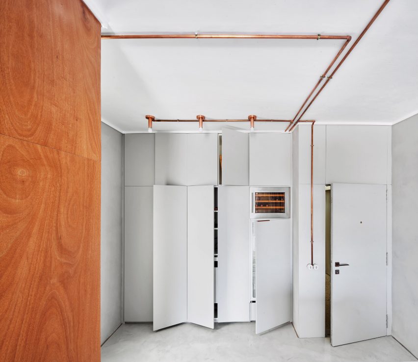 Interiors of Barcelona marina apartment, designed by Cometa Architects