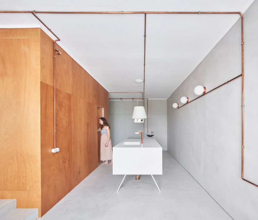 Interiors of Barcelona marina apartment, designed by Cometa Architects