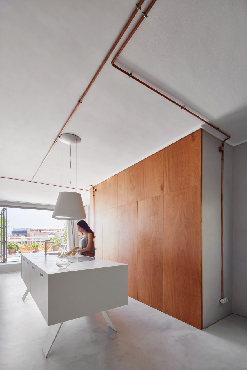 Interiors of Barcelona marina apartment, designed by Cometa Architects