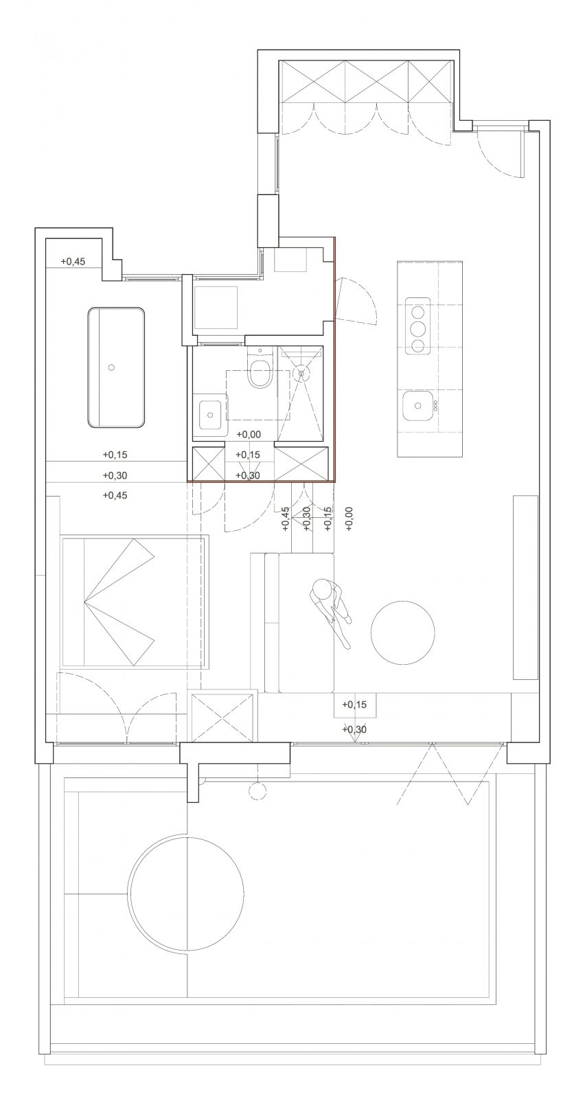 Interiors of Barcelona marina apartment, designed by Cometa Architects