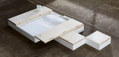 Juul de Bruijn designed a storage solution called MoreFloor that hides furniture underneath floorboards.