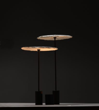Nir Meiri makes sustainable lamp shades from mushroom mycelium
