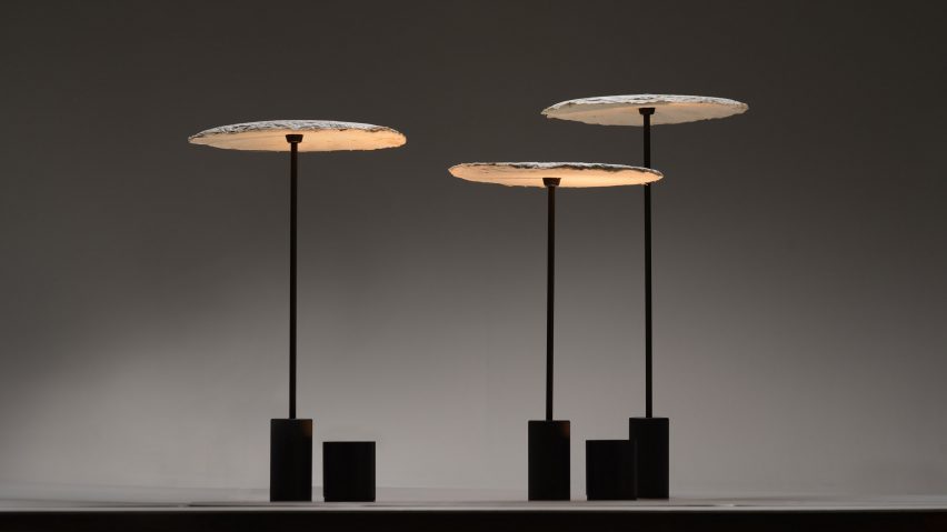 Nir Meiri makes sustainable lamp shades from mushroom mycelium