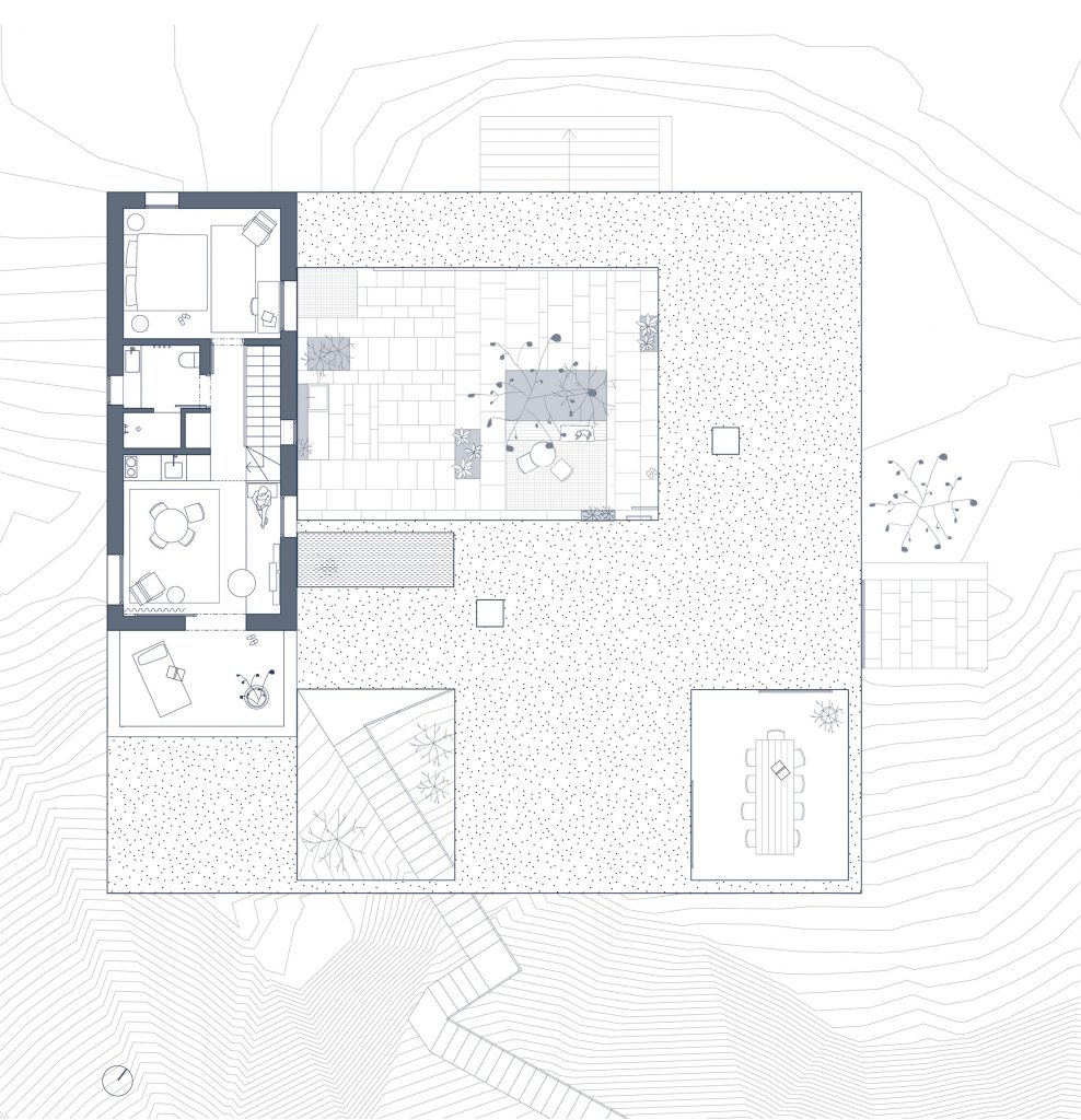 First floor plan of Patio House by OOAK Architects in Greece