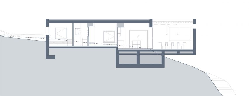 Section of Patio House by OOAK Architects in Greece