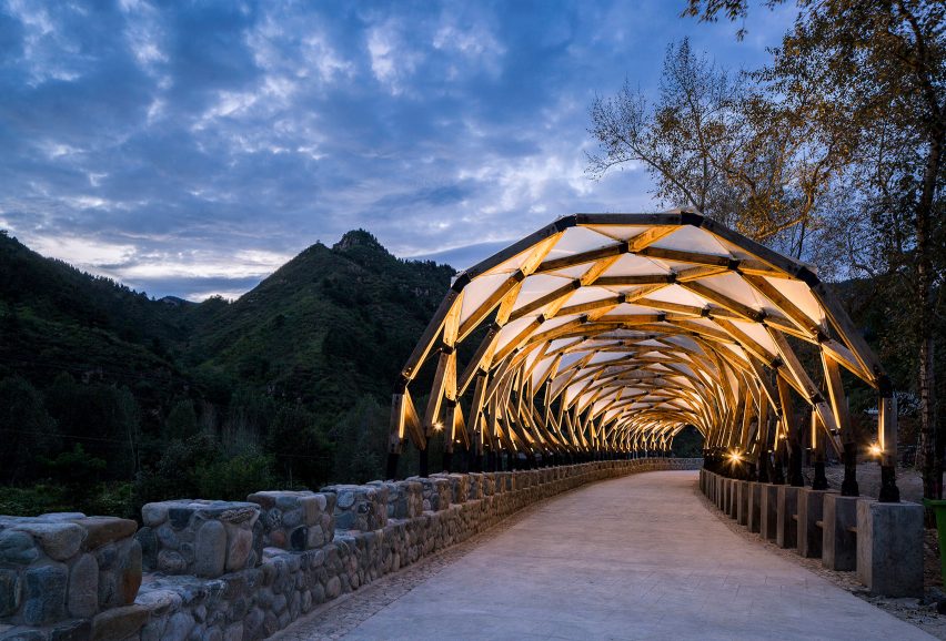 LUO Studio's Luotuowan Pergola reuses wood salvaged from traditional houses