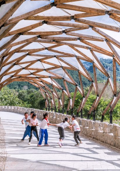 LUO Studio's Luotuowan Pergola reuses wood salvaged from traditional houses