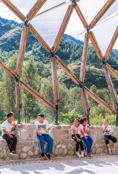 LUO Studio's Luotuowan Pergola reuses wood salvaged from traditional houses