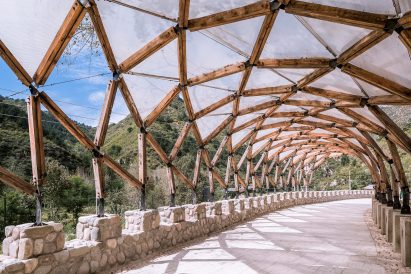 LUO Studio's Luotuowan Pergola reuses wood salvaged from traditional houses