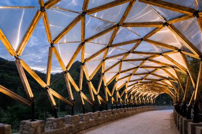 LUO Studio's Luotuowan Pergola reuses wood salvaged from traditional houses