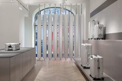 Interiors of Rimowa's Berlin store, designed by Universal Design Studio