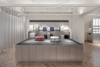 Interiors of Rimowa's Berlin store, designed by Universal Design Studio