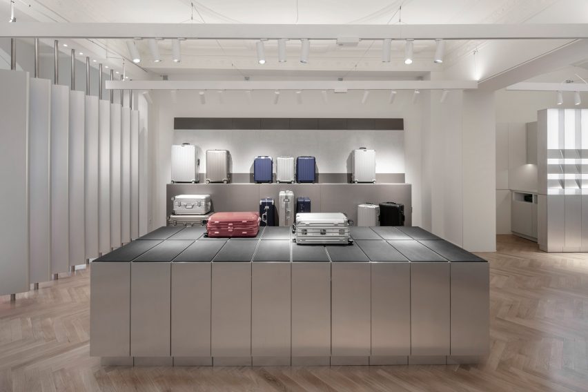 Interiors of Rimowa's Berlin store, designed by Universal Design Studio