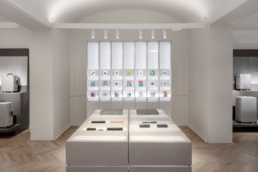 Interiors of Rimowa's Berlin store, designed by Universal Design Studio