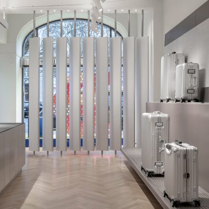 Interiors of Rimowa's Berlin store, designed by Universal Design Studio