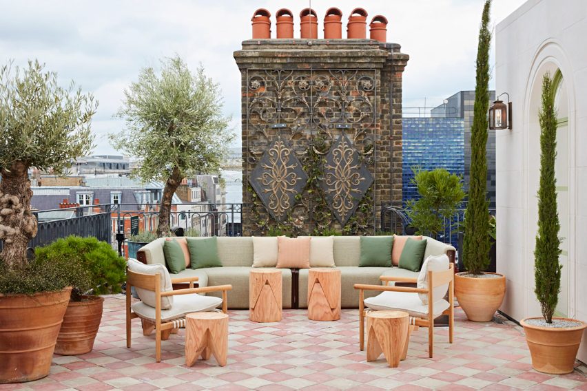 Roof terrace of The Conduit members club in London, UK