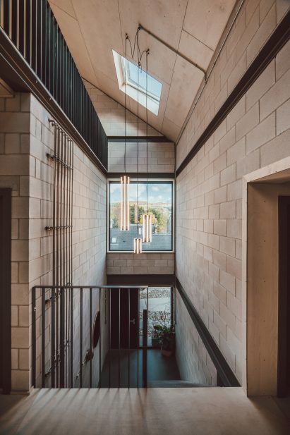 Stairwell with concrete-block walls