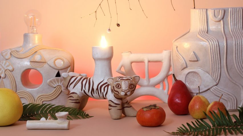 Vala Rae designs relief stoneware that references animals, plants and the evil eye