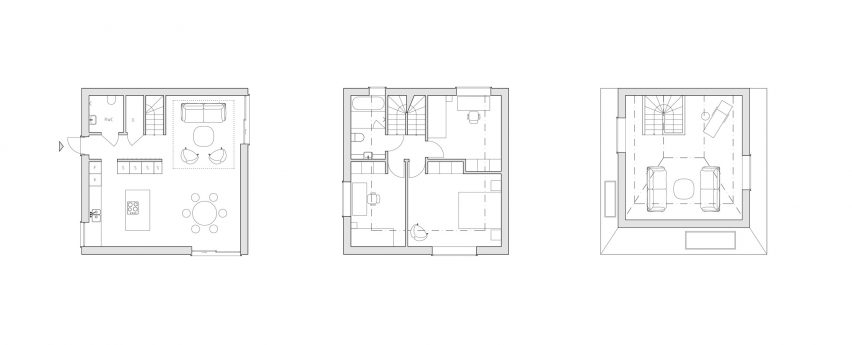Typical floor plans of a house in Vertical Village II by Tham & Videgård Arkitekter