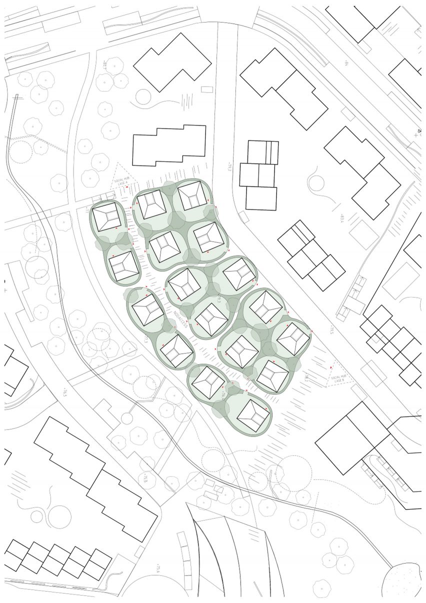 Site plan of Vertical Village II by Tham & Videgård Arkitekter