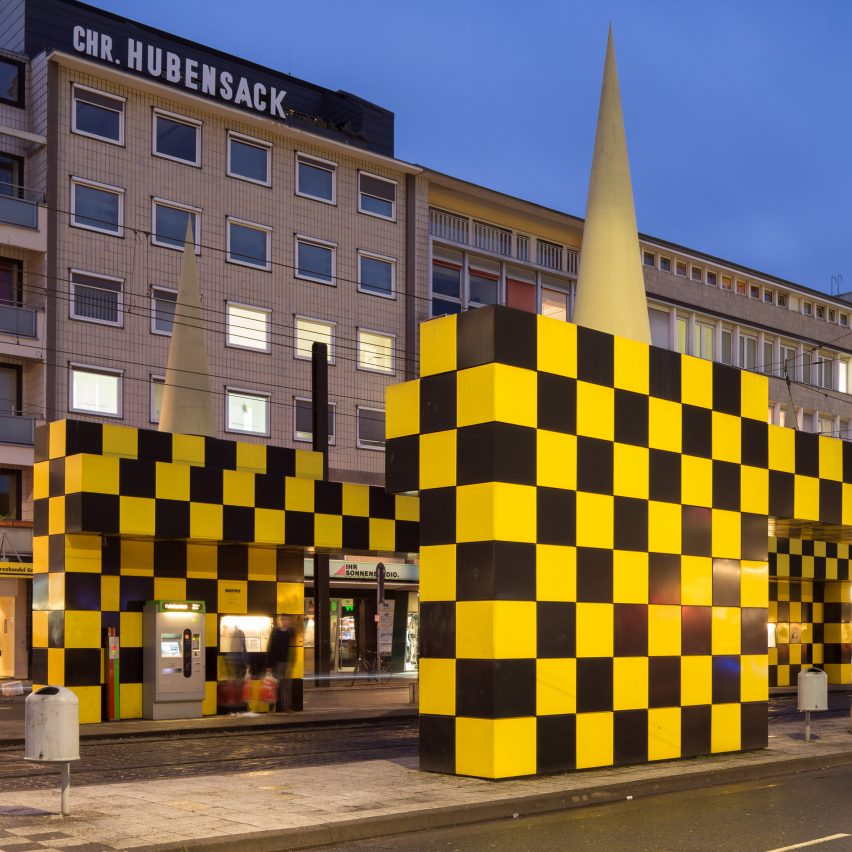 Steintor bus stops, Hannover, Germany, 1992, by Alessandro Mendini