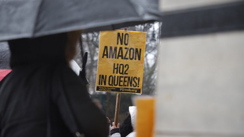Protest to plans for New York City HQ2 in Long Island City