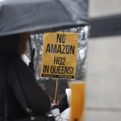 Protest to plans for New York City HQ2 in Long Island City