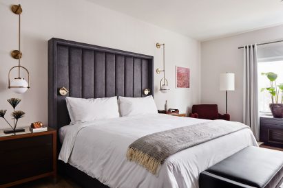 Guest room at The Blake Hotel in New Haven