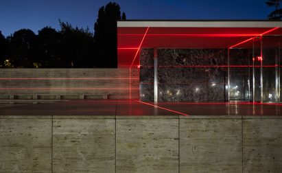 Geometry of Light installation at Barcelona Pavilion by Luftwerk and Iker Gil