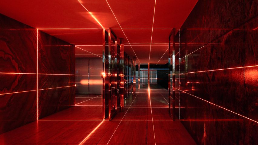 Geometry of Light installation at Barcelona Pavilion by Luftwerk and Iker Gil